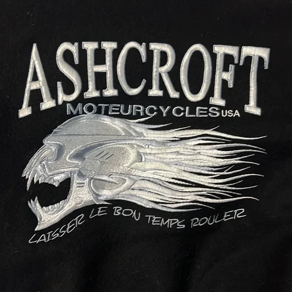 Host Pick🤎Ashcroft Motorcycles Embroidered Letterman Jacket punk goth skull - Picture 2 of 7